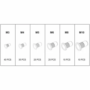 Nietmuttern M3-M10 Kohlenstoffstahl 150-tlg. YATO 11